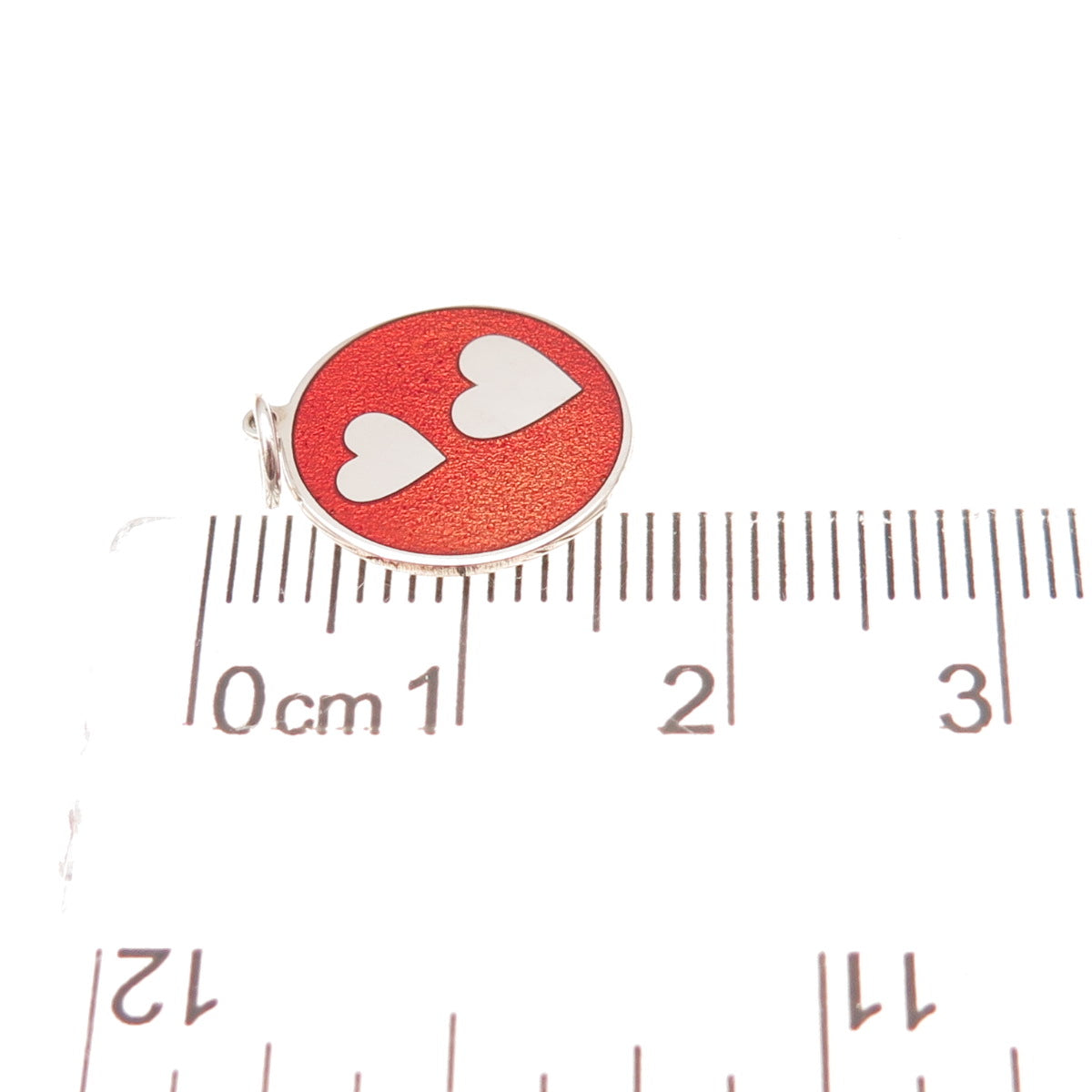 925 Sterling Silver Red Enamel Couple Hearts Charm Pendant