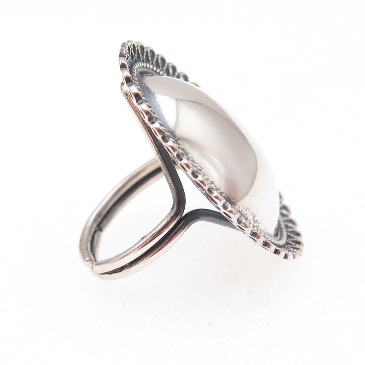 Beau Sterling Silver Antique Art Deco Filigree Oxidized Adjustable Ring Size 6