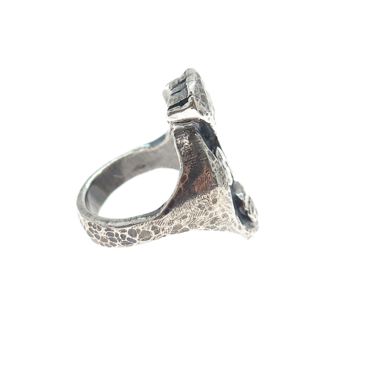 925 Sterling Silver Vintage African Tribal Mask Oxidized Ring Size 7.5