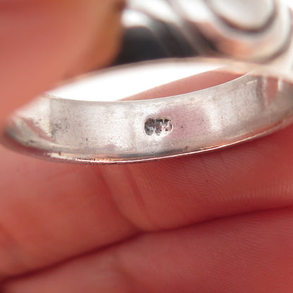 925 Sterling Silver Vintage Modernist Wavy Oxidized Band Ring Size 12.25