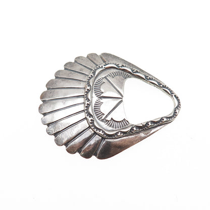 Old Pawn 925 Sterling Silver Vintage Southwestern Concho Oxidized Tribal Pendant