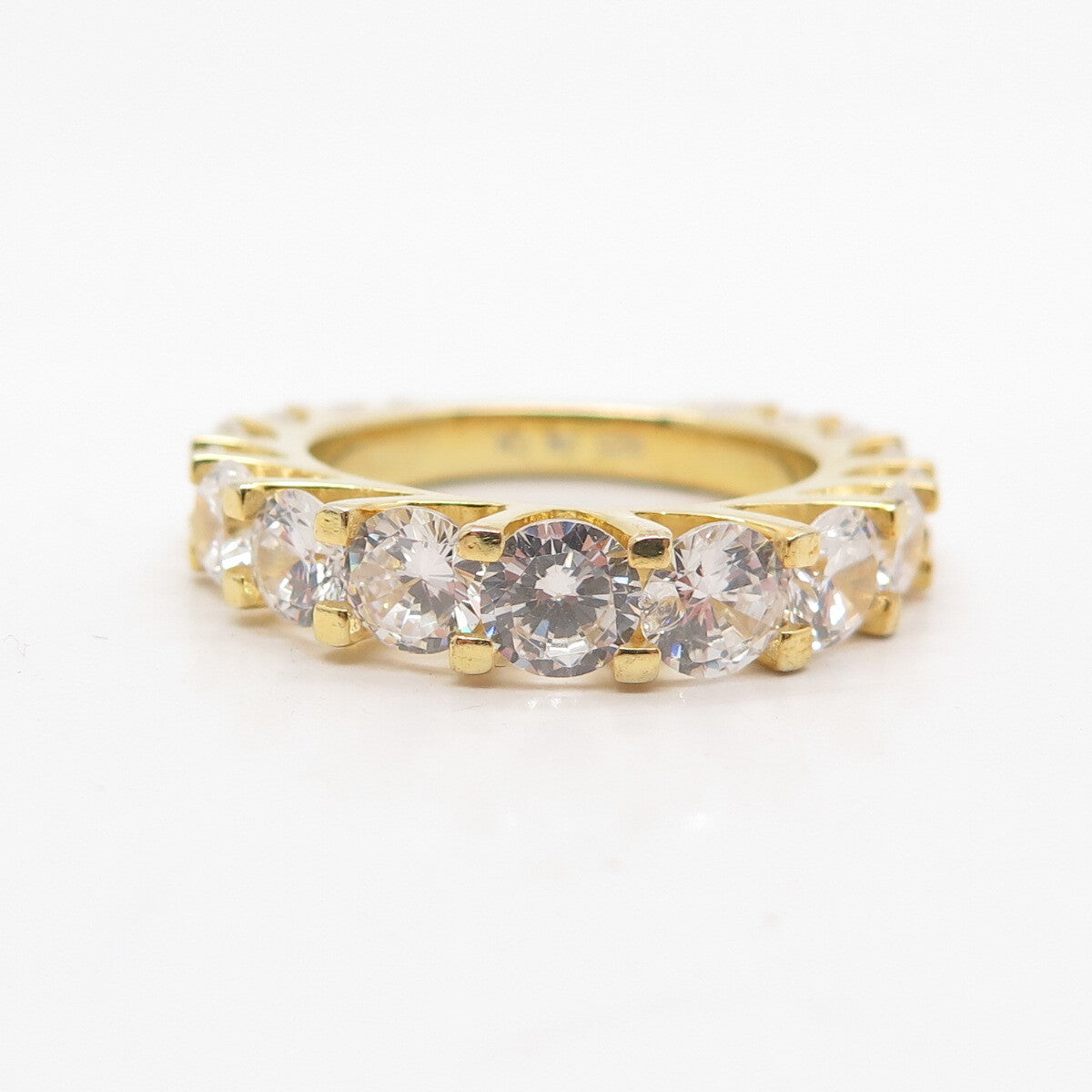 925 Sterling Silver Gold Plated Round-Cut C Z Ring Size 6.5