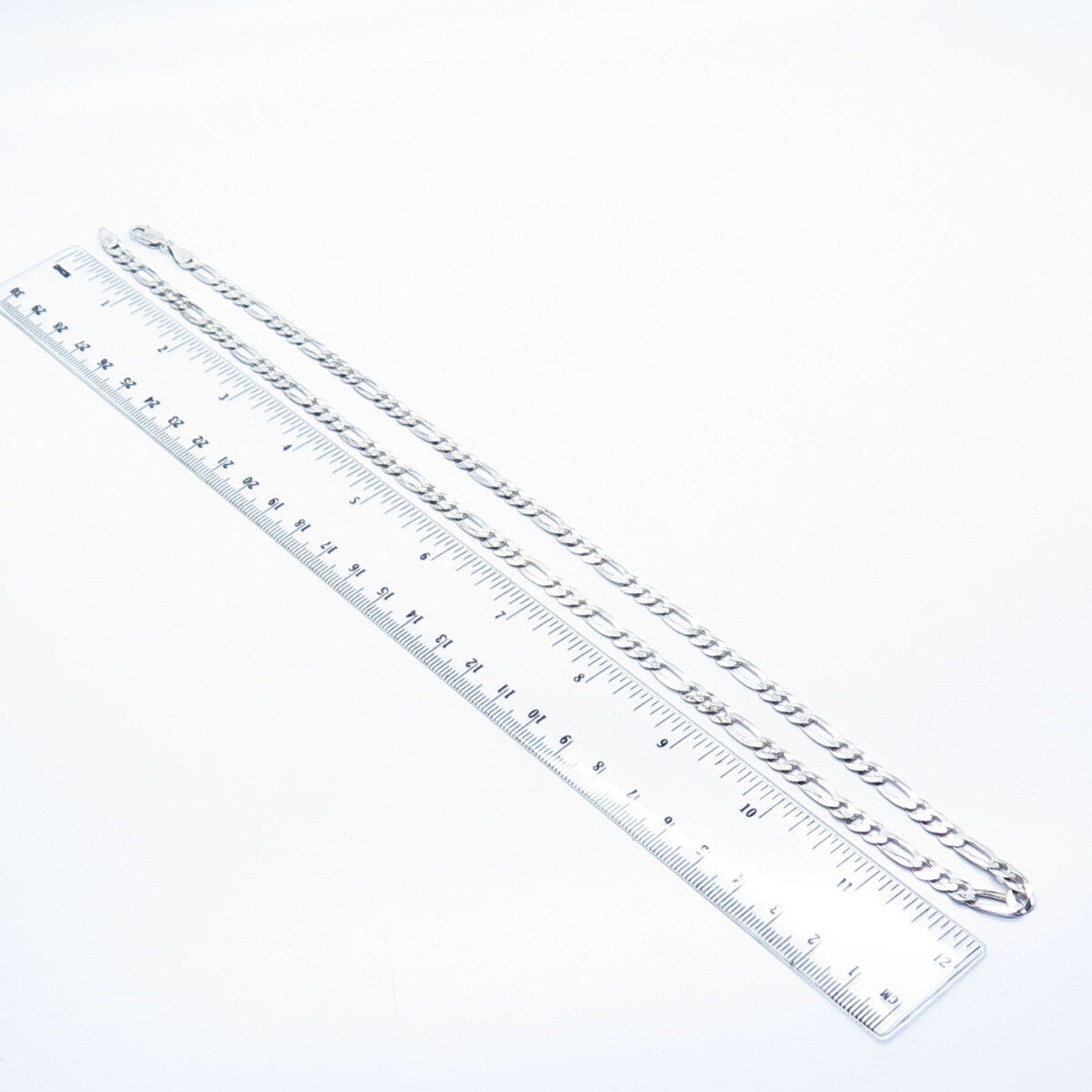 925 Sterling Silver Italy Figaro Chain Necklace 24"