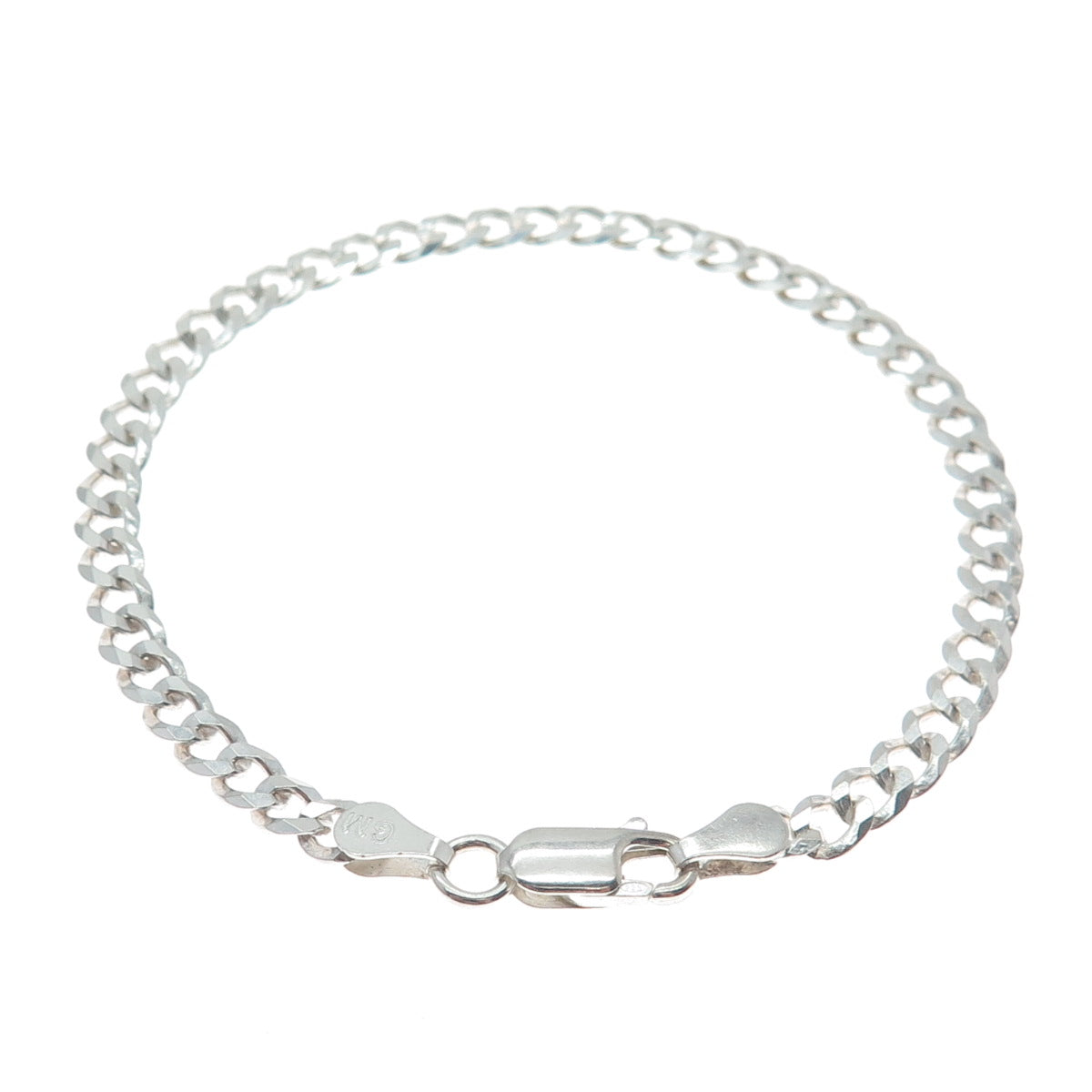 P. LUX 925 Sterling Silver Italy Curb Link Bracelet 7"