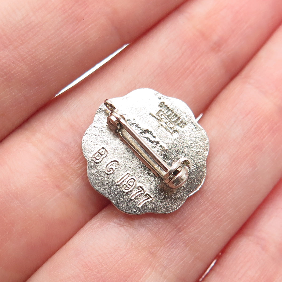BALE 925 Sterling Silver Vintage 1977 Enamel Nursing Assistant Lapel Pin Brooch
