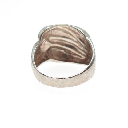 925 Sterling Silver Vintage Italy Modernist Oxidized Ring Size 9