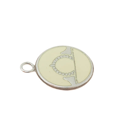 925 Sterling Silver Vintage Enamel Sunrise Minimalist Charm Pendant
