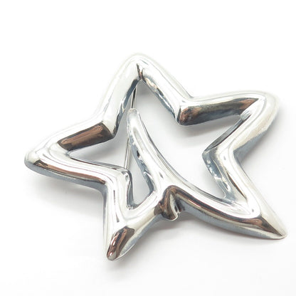 925 Sterling Silver Vintage Mexico Non-Symmetrical Star Handcrafted Pin Brooch