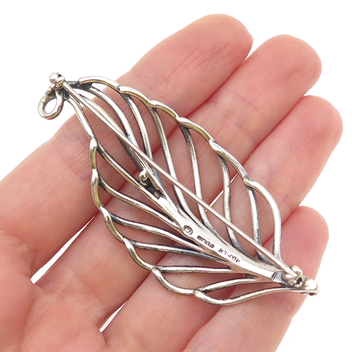 NAPIER 925 Sterling Silver Vintage Feather Oxidized Pin Brooch