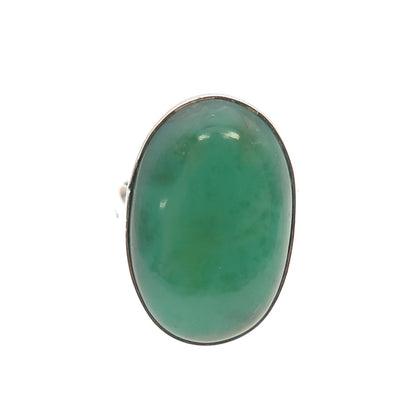 925 Sterling Silver Vintage Real Cabochon Chrysoprase Ring Size 7.25
