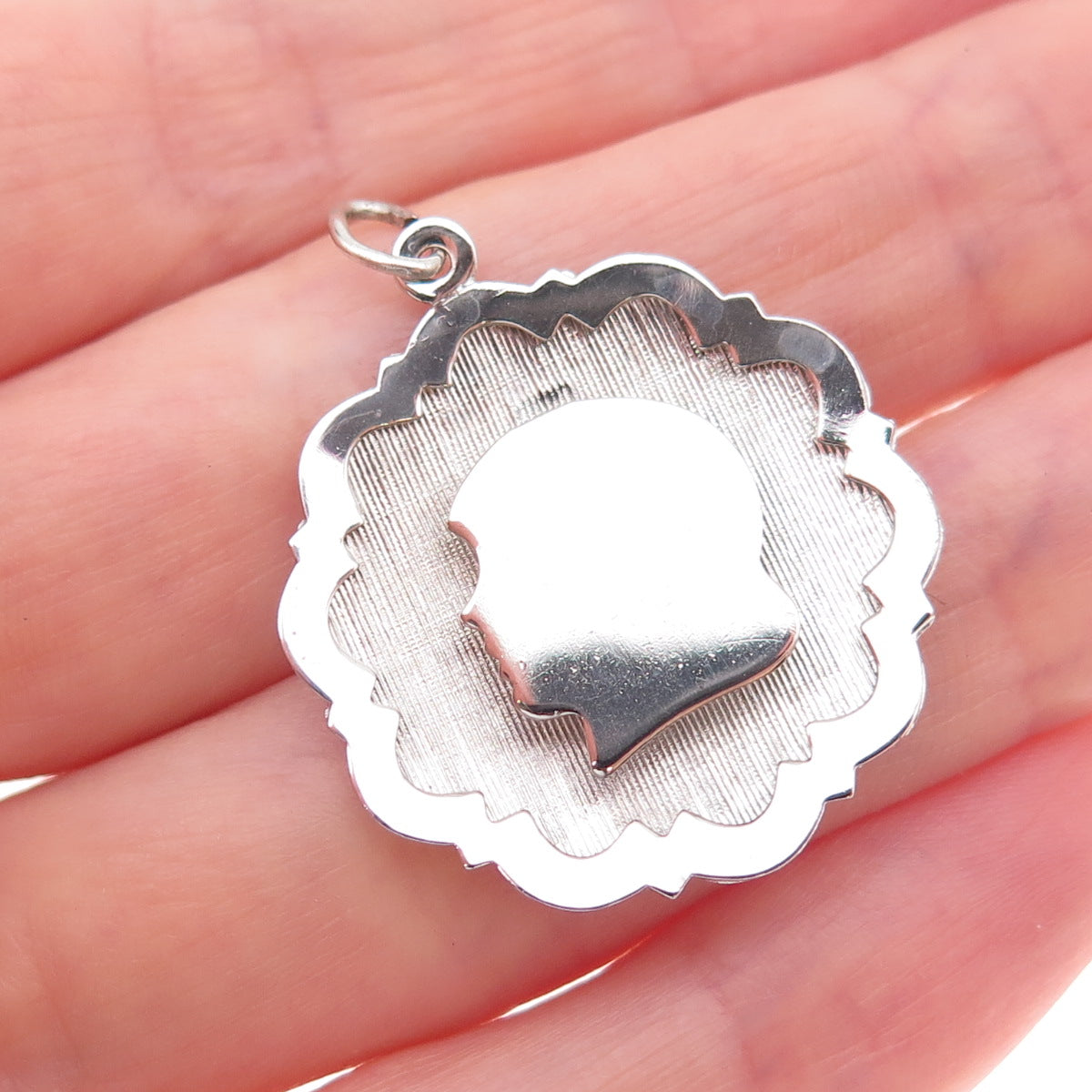 Town & Country 925 Sterling Silver Vintage Girl Profile Charm Pendant