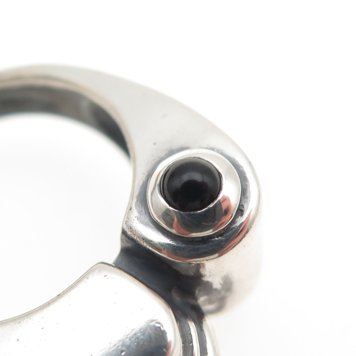 Chapal Zenray Sterling Silver Vintage Real Black Onyx Modernist Ring Size 7.25