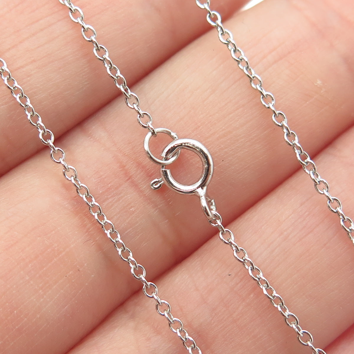 925 Sterling Silver Round-Cut Shaped C Z "LOVE" Rolo Chain Necklace 18"