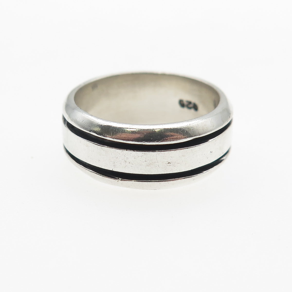 925 Sterling Silver Vintage Modernist Oxidized Band Ring Size 6