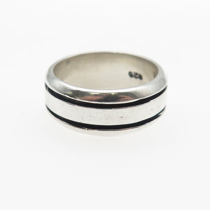 925 Sterling Silver Vintage Modernist Oxidized Band Ring Size 6