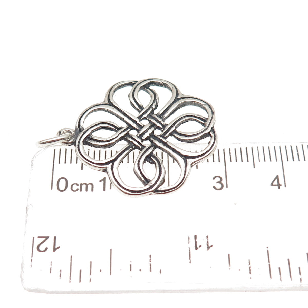 925 Sterling Silver Vintage Celtic Love Knot Oxidized Charm Pendant