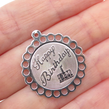 Town & Country 925 Sterling Silver Vintage Happy Birthday Charm Pendant