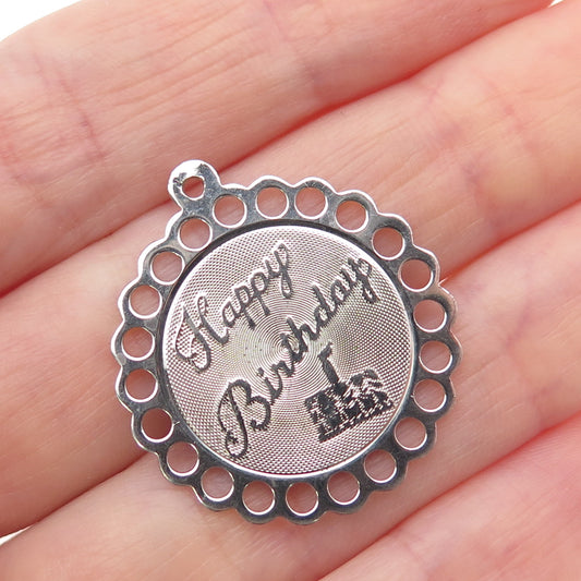 Town & Country 925 Sterling Silver Vintage Happy Birthday Charm Pendant