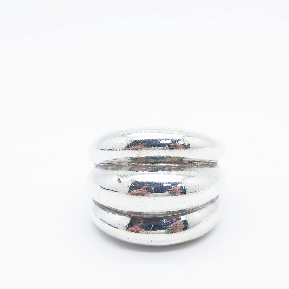 925 Sterling Silver Vintage Ribbed Wide Ring Size 6.75