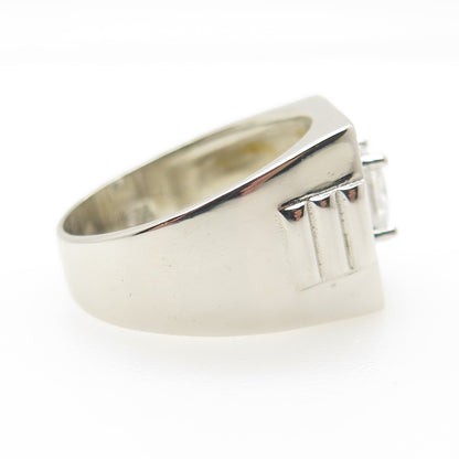 925 Sterling Silver Princess-Cut Shaped C Z Ring Size 9.25