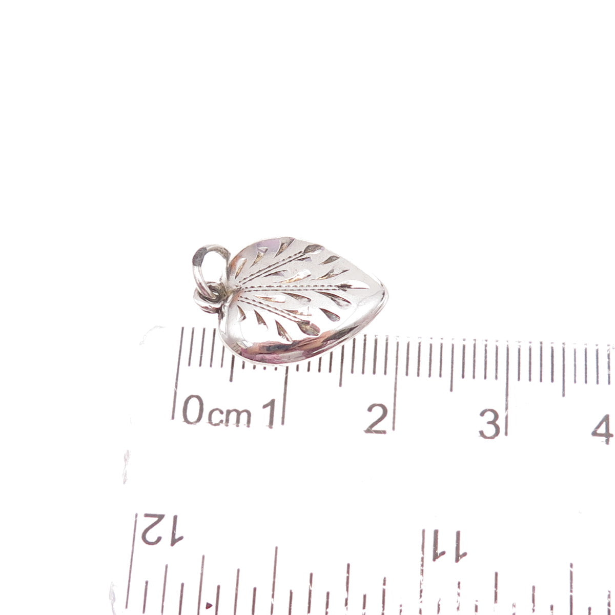 925 Sterling Silver Antique Art Deco Engraved Chatelaine Heart Charm Pendant