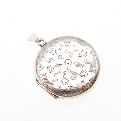 Joseph Smith & Sons 925 Sterling Silver Vintage Birmingham Floral Locket Pendant