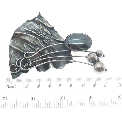 AVI SOFFER Sterling Vintage Israel Hematite Modernist Slide Pendant / Pin Brooch