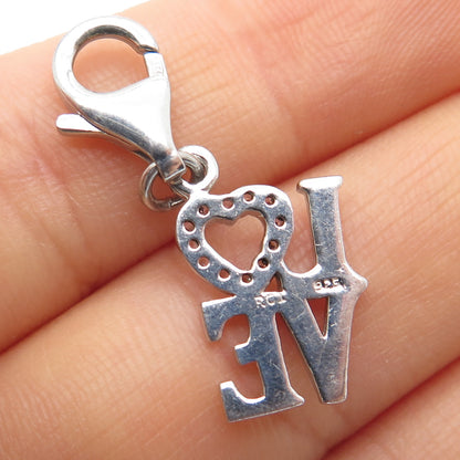925 Sterling Silver Round-Cut C Z Love Lobster Lock Charm Pendant