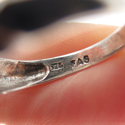 925 Sterling Silver Vintage Modernist Ribbed Oxidized Ring Size 6.75