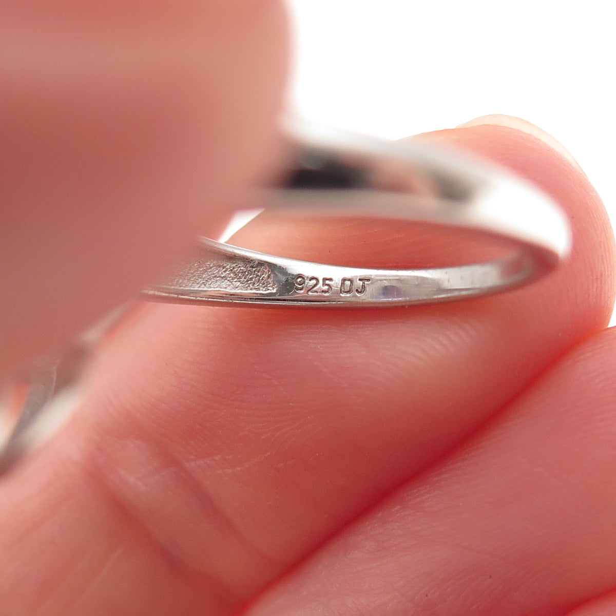 925 Sterling Silver Oval-Cut Blue & Round-Cut White C Z Ring Size 8