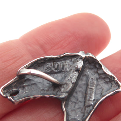 Ted Ott 925 Sterling Silver Vintage Wolf & Bear Oxidized Slide Charm Pendant