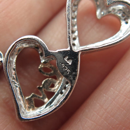 925 Sterling Silver 2-Tone Real Diamond Infinity Heart "Love" Chain Necklace 18"