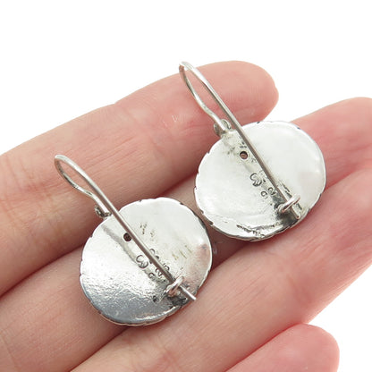 SAPHIRIM-RAHAV 925 Sterling Silver Vintage Roman Glass Modernist Earrings