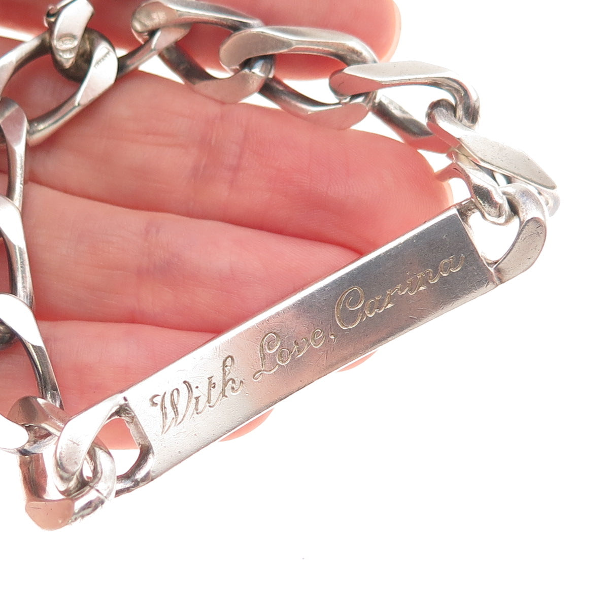 Tiffany & Co. 925 Sterling Silver Vintage Cuban Link ID Bracelet 6.75"