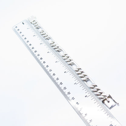 925 Sterling Silver Vintage Figaro Link Bracelet 8.25"