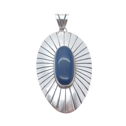 RAGUL CANO 925 Sterling Silver Vintage Mexico Real Lapis Lazuli Tribal Pendant