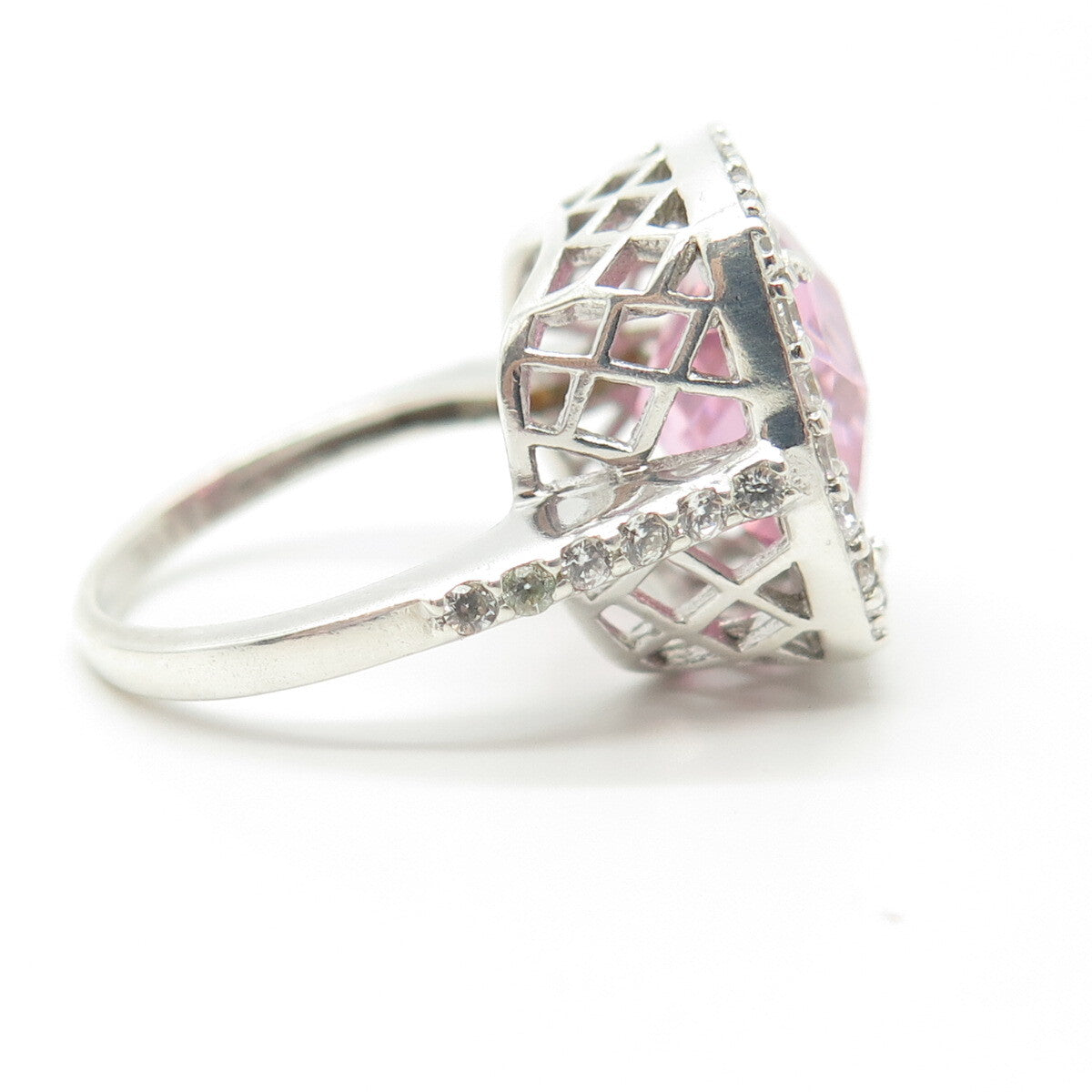 925 Sterling Silver J. Esposito White & Pink C Z Ring Size 6.25