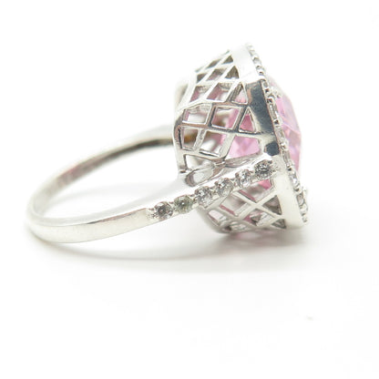 925 Sterling Silver J. Esposito White & Pink C Z Ring Size 6.25