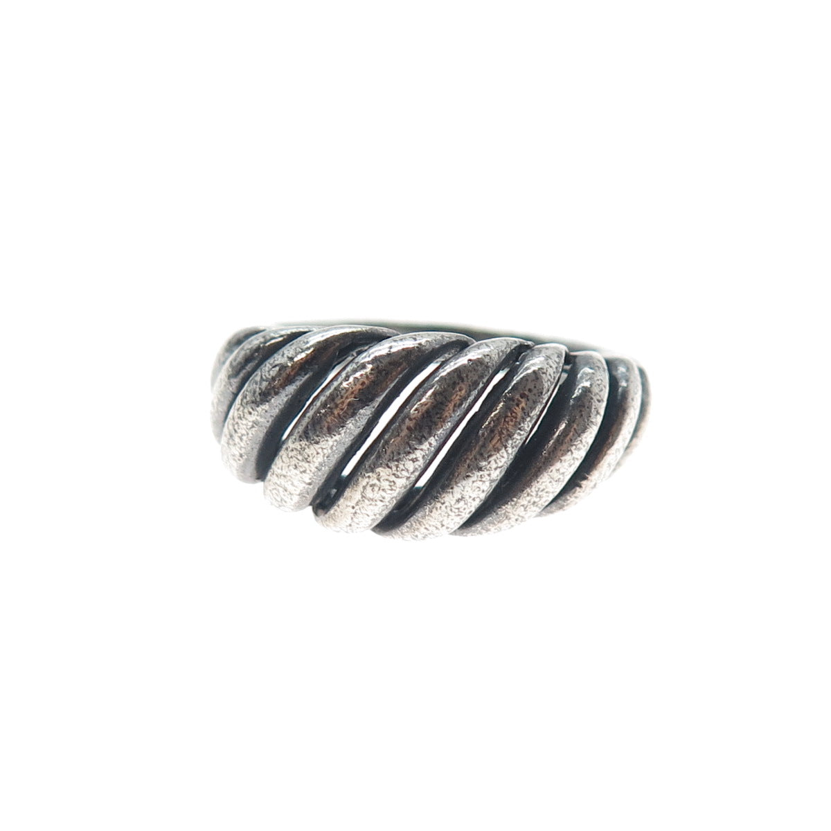 925 Sterling Silver Vintage Modernist Ribbed Oxidized Ring Size 6.25
