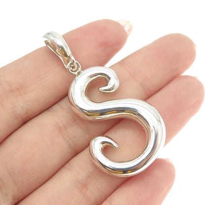 925 Sterling Silver Vintage Letter "S" Initial Pendant