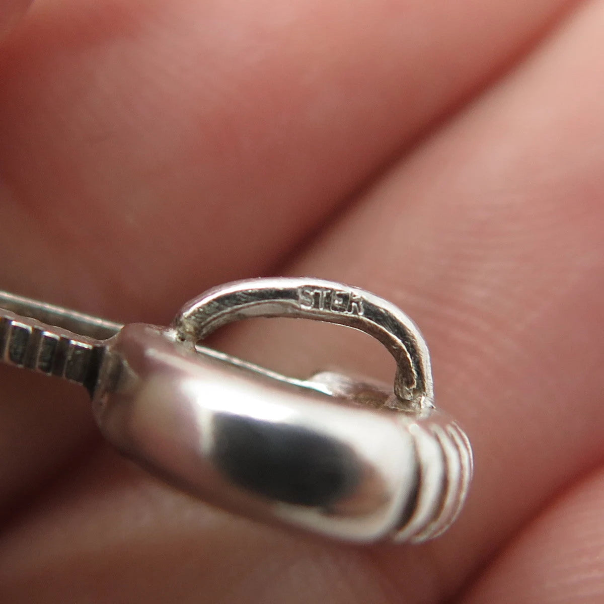 925 Sterling Silver Vintage Modernist Saw Slide Pendant