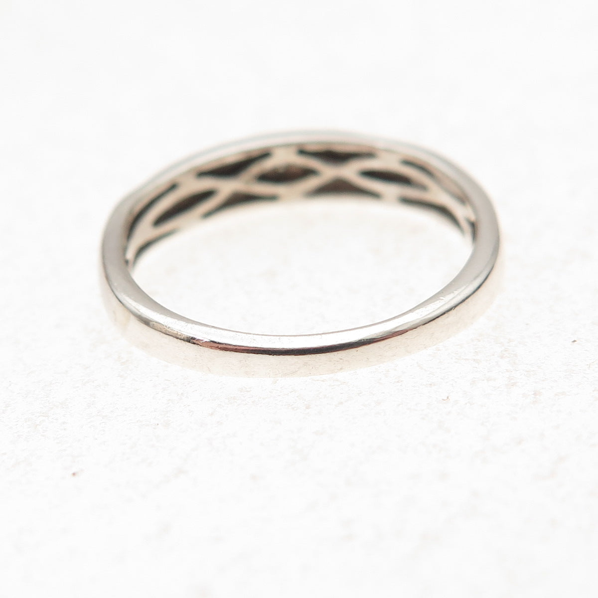 925 Sterling Silver Real Round-Cut Diamond Band Ring Size 5.25