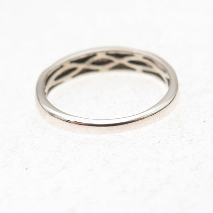 925 Sterling Silver Real Round-Cut Diamond Band Ring Size 5.25