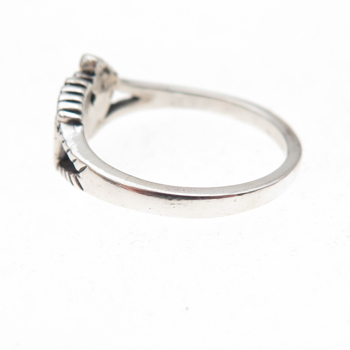 925 Sterling Silver Vintage Baby Footprints Oxidized Ring Size 6