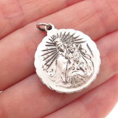 Creed Sterling Silver Antique Art Deco Jesus & St. Mary Oxidized Charm Pendant