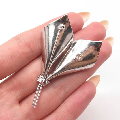 925 Sterling Silver Vintage Lily Floral Pin Brooch