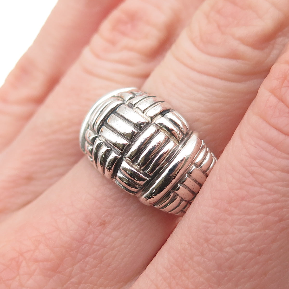 ESPO Joseph Esposito Sterling Silver Vintage Ribbed Dome Oxidized Ring Size 6