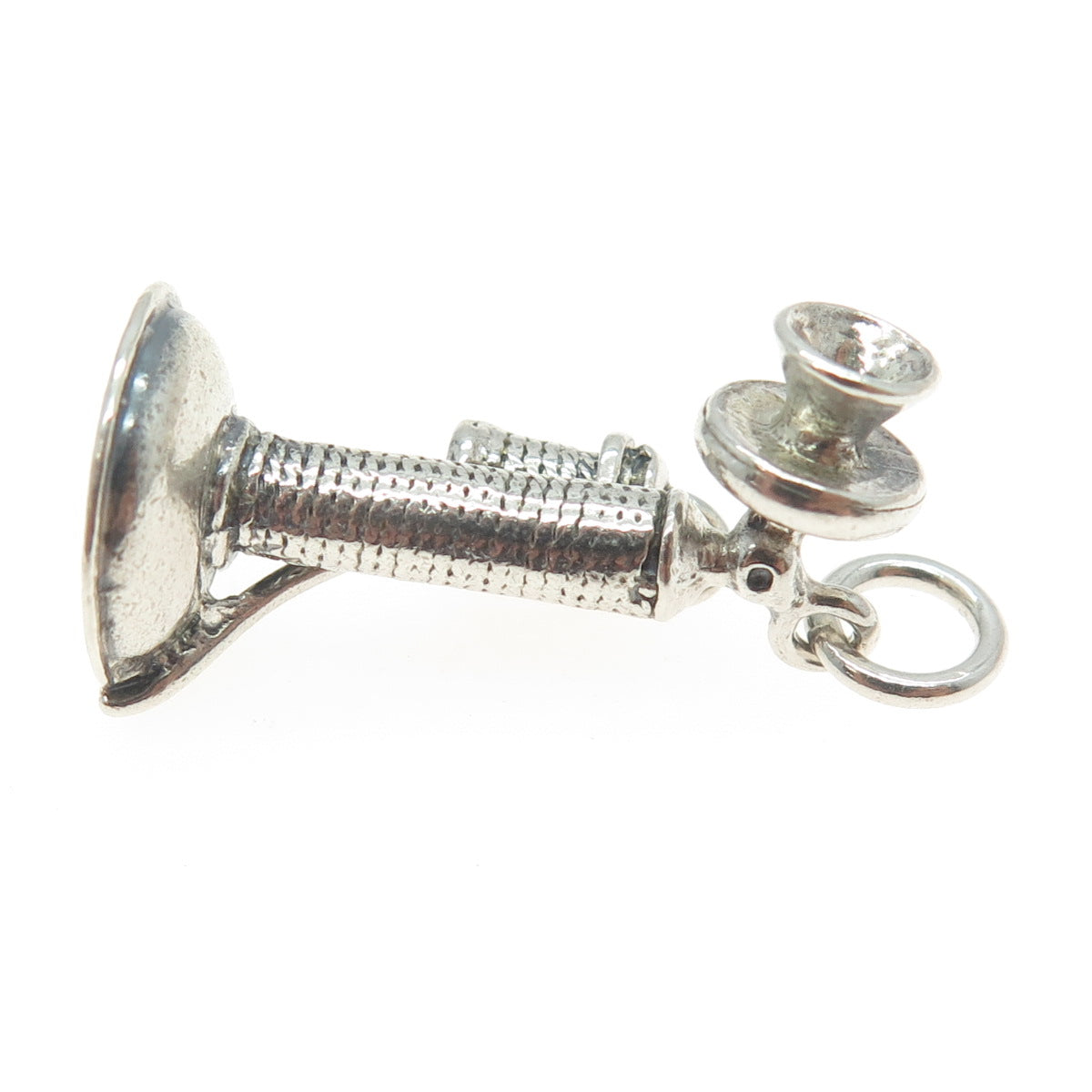 DANECRAFT 925 Sterling Silver Antique Candlestick Retro Telephone Charm Pendant