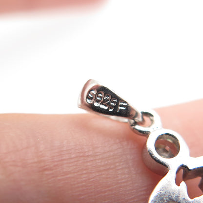 925 Sterling Silver Vintage C Z Cancer Zodiac Sign Minimalist Charm Pendant