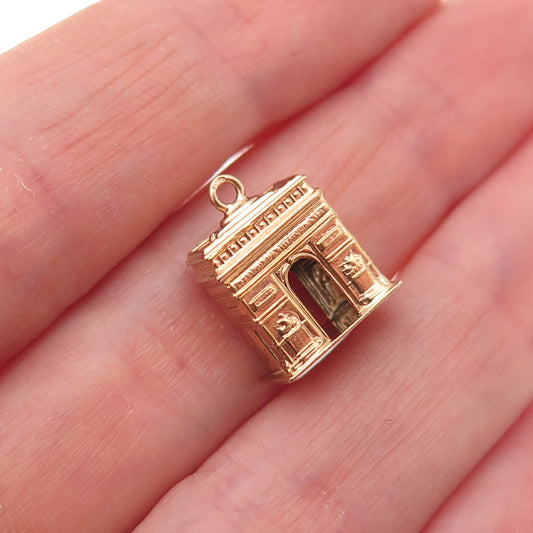 18K Gold Antique Arc de Triomphe 3D Charm Pendant